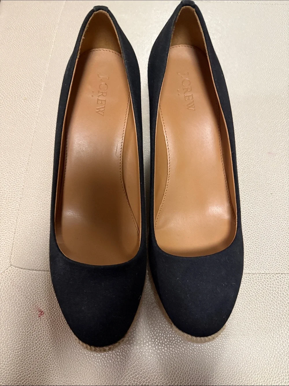 J. Crew Black Round-Toe Espadrille Wedge